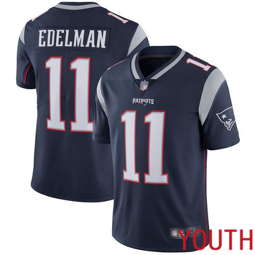 New England Patriots Football #11 Vapor Limited Navy Blue Youth Julian Edelman Home NFL Jersey
